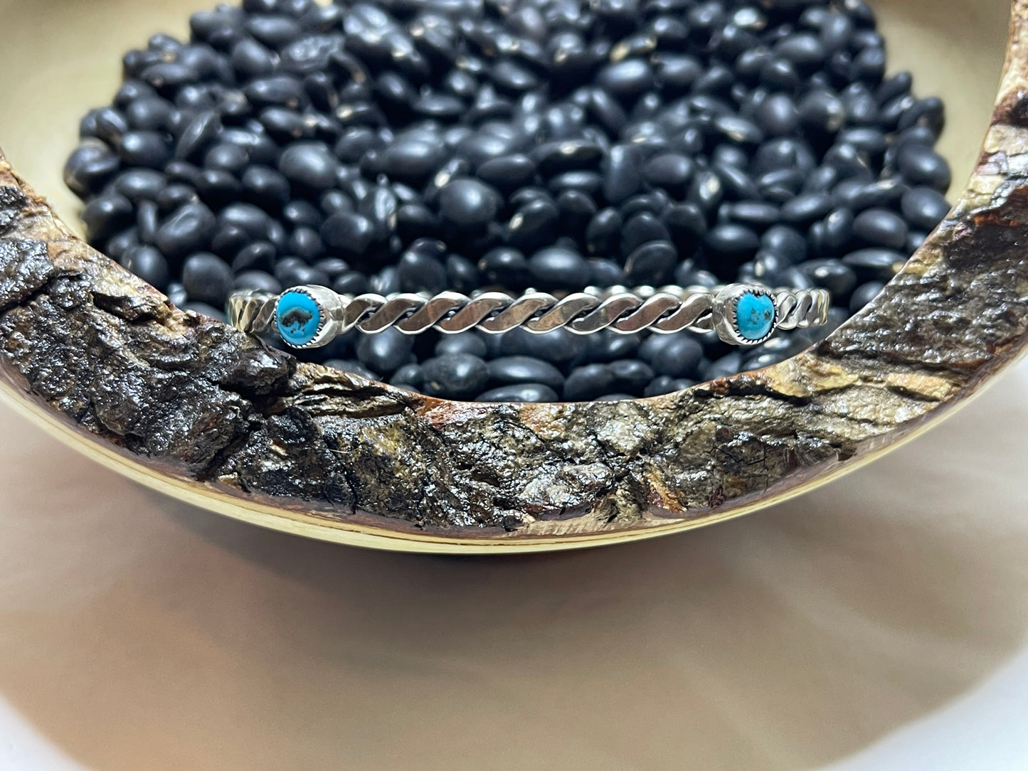 5 Stone Stacker Rope Bracelet with Blue Turquoise