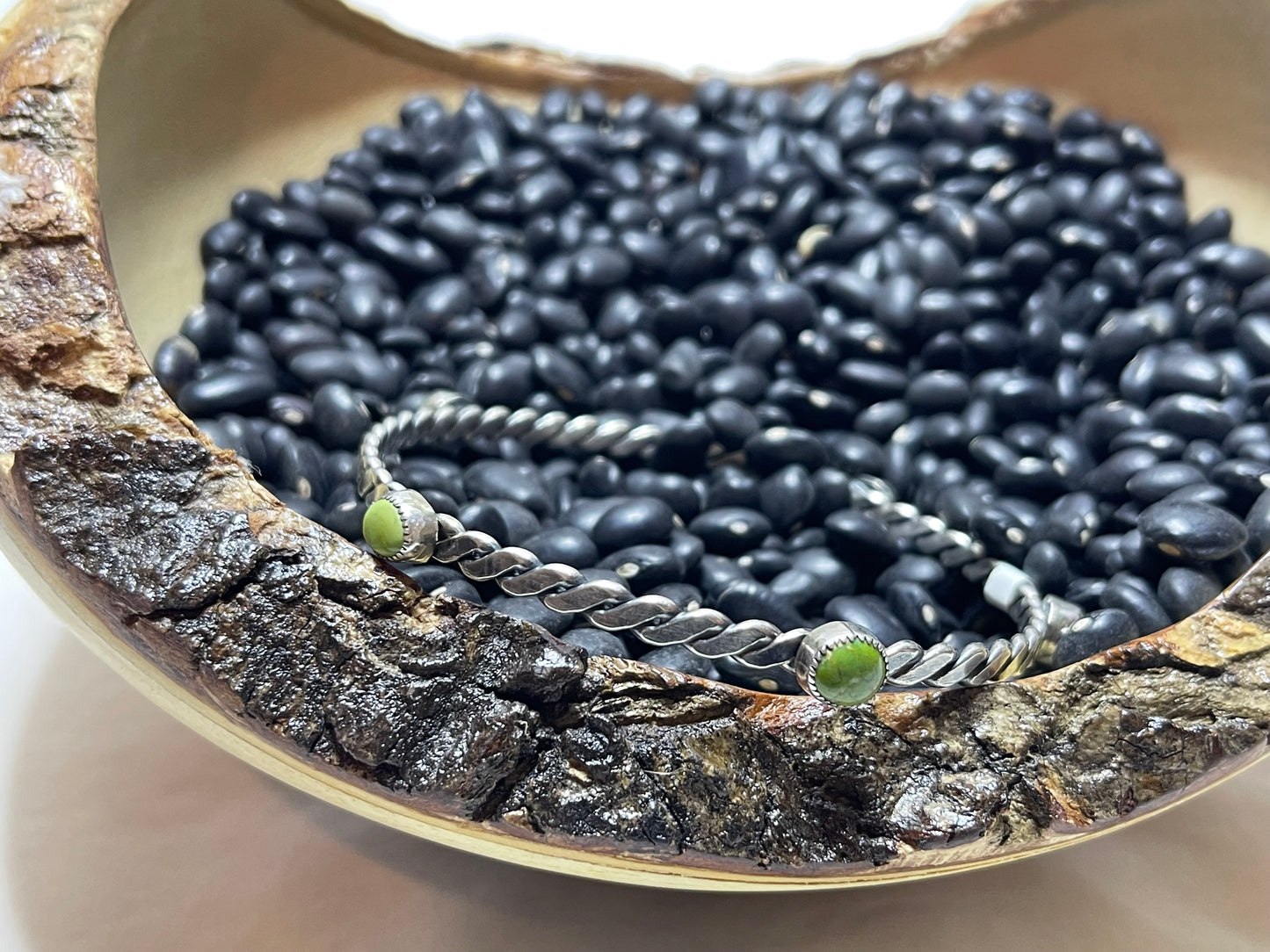 5 stone rope with Green Turquoise Stacker Bracelet