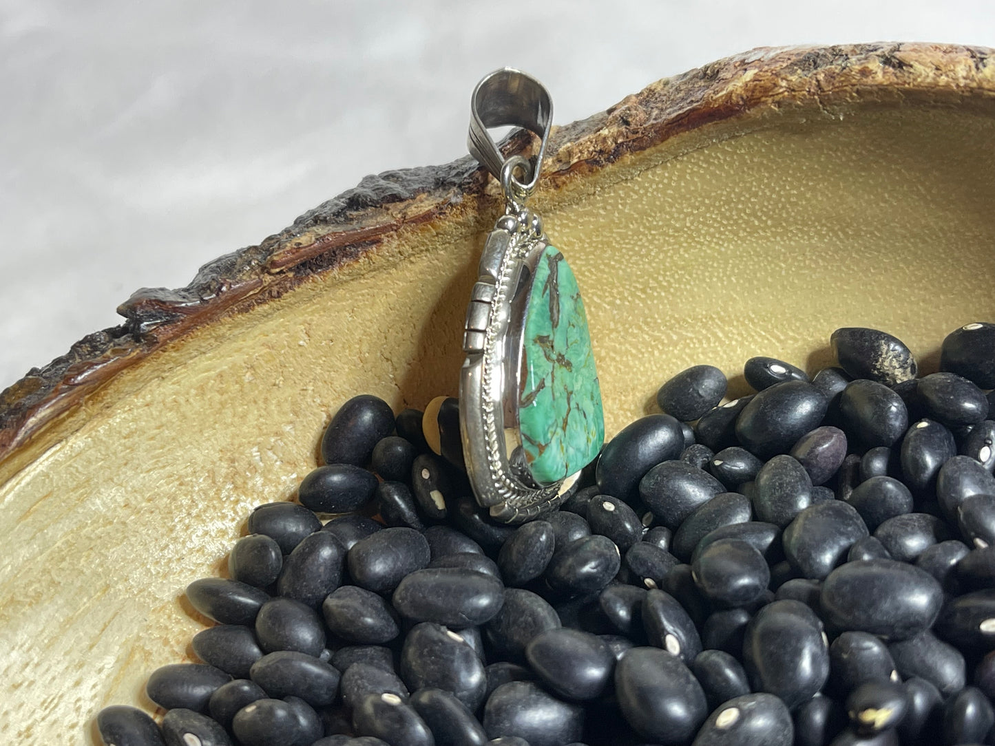 Green Turquoise Pendant with Brown Matrix