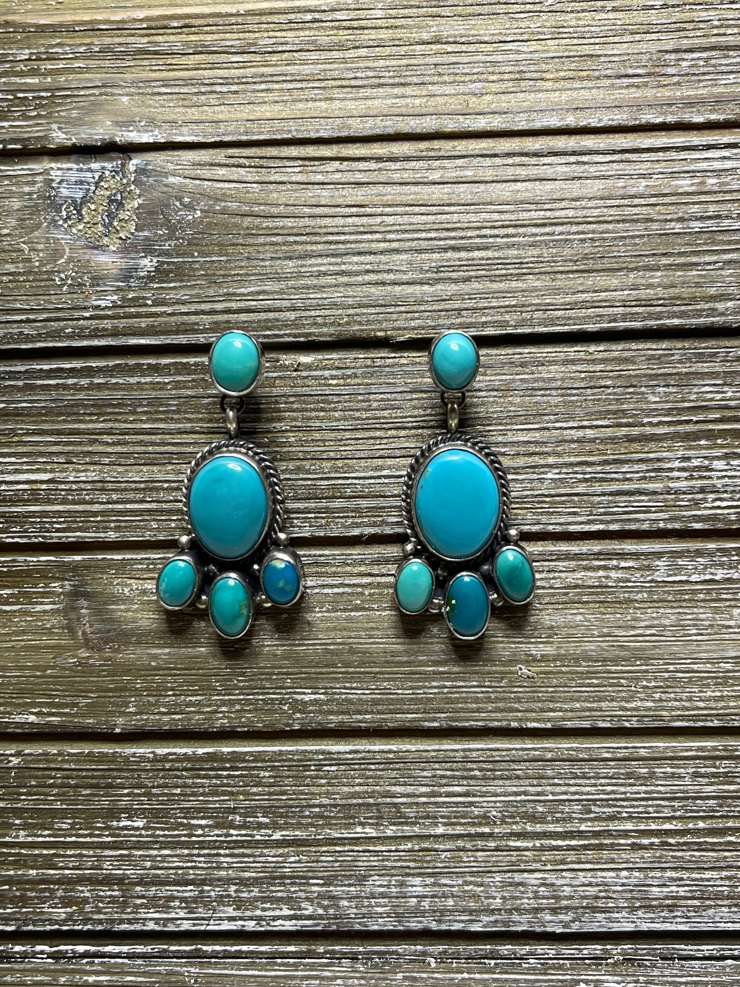 5 Stone Dangle Turquoise Earring