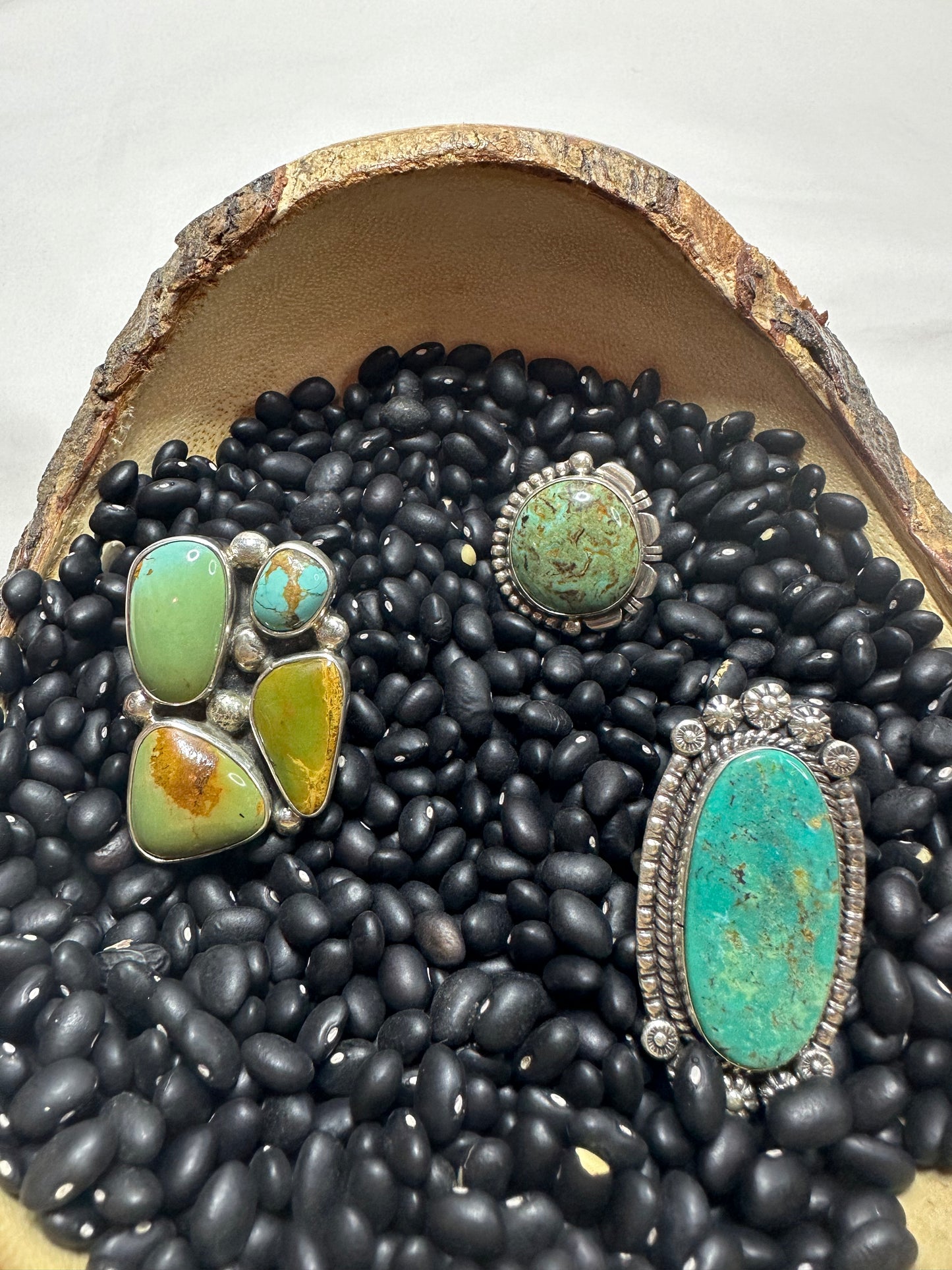 Large Green Turquoise and Sterling Silver Ring