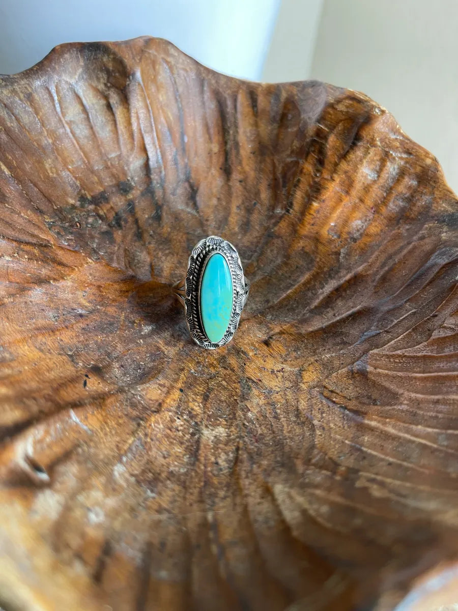Single Stone Blue & Green Turquoise Sterling Silver Ring