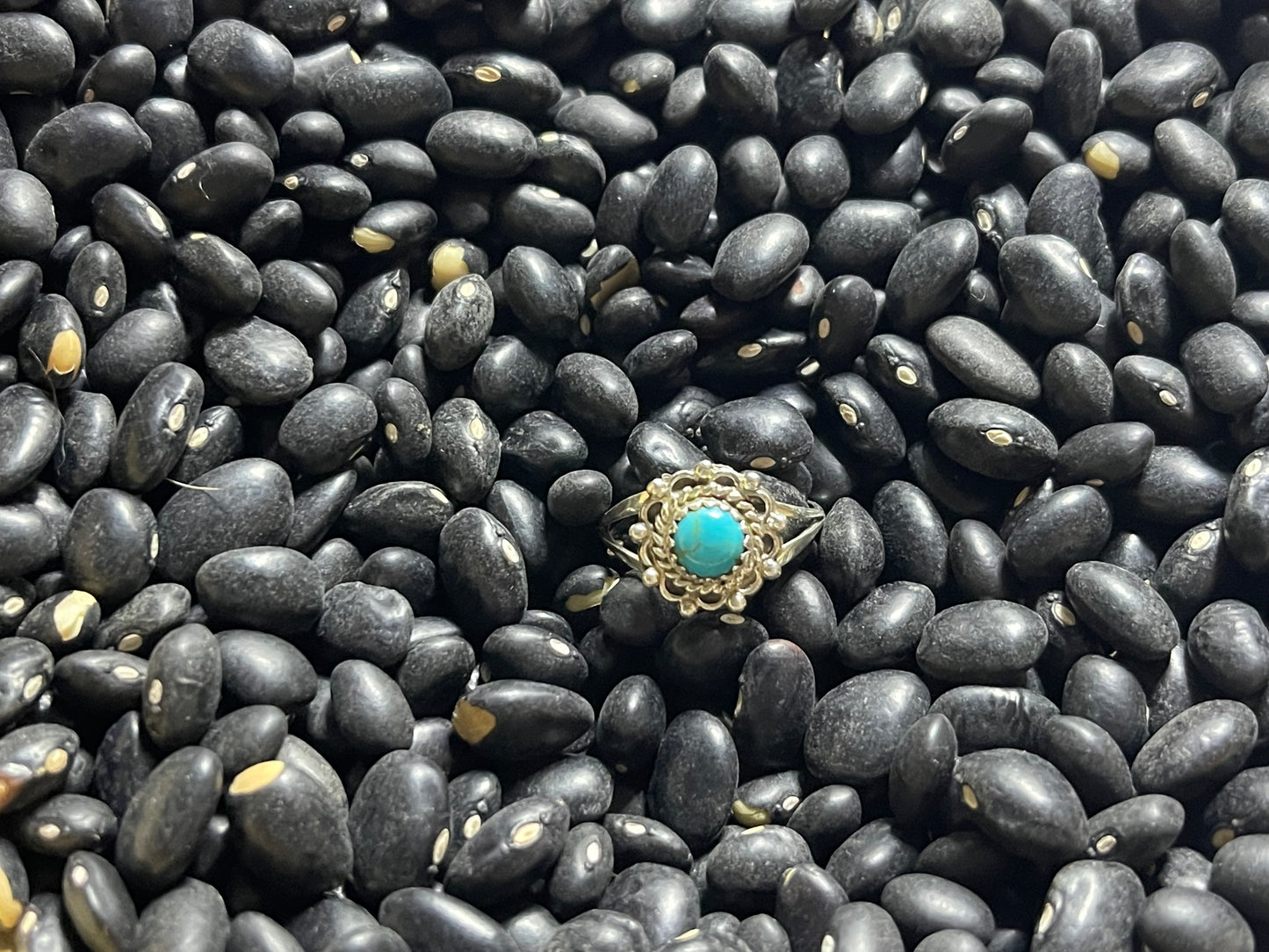 Circle Turquoise Ring with Halo Style Embellishments