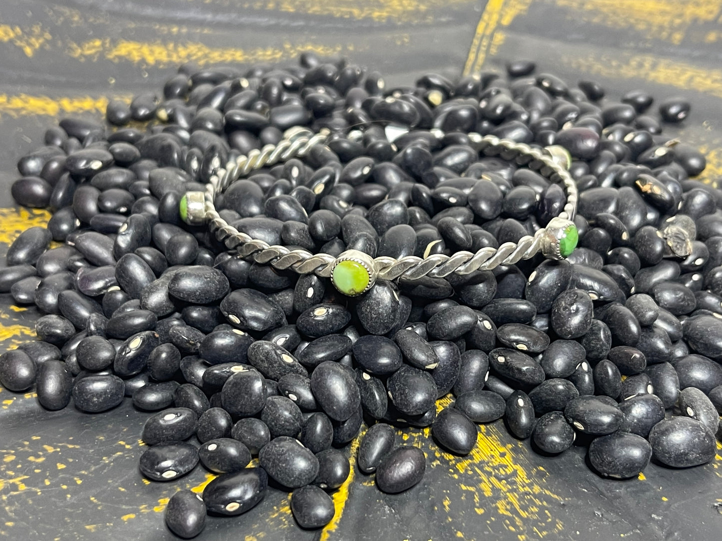 5 Stone Stacker Rope Bracelet with Green Turquoise