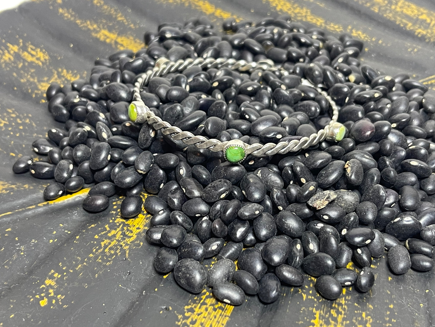 5 Stone Stacker Rope Bracelet with Green Turquoise