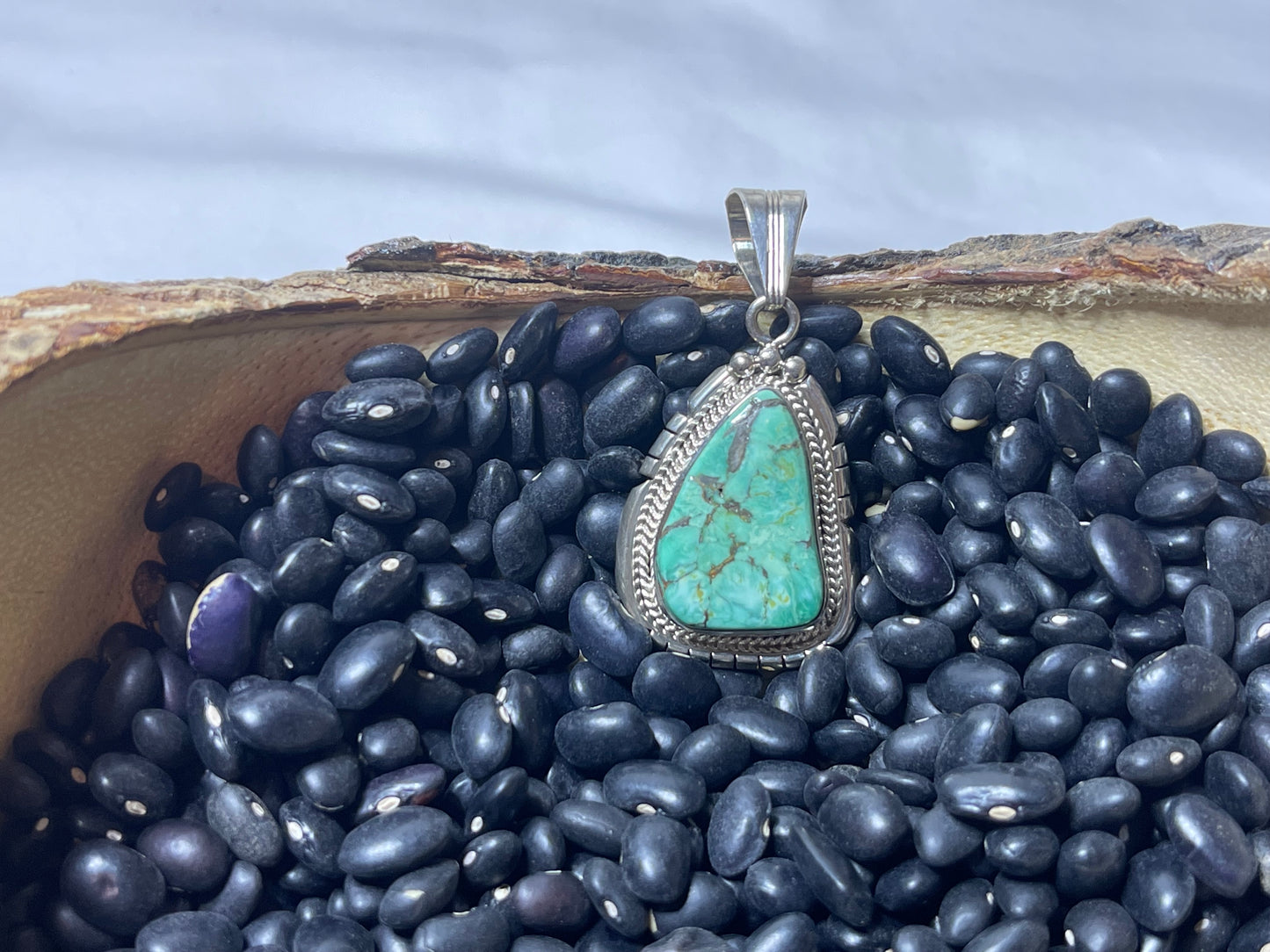 Green Turquoise Pendant with Brown Matrix