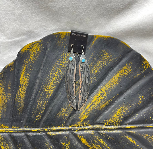 Large Sterling Silver Feather Earrings