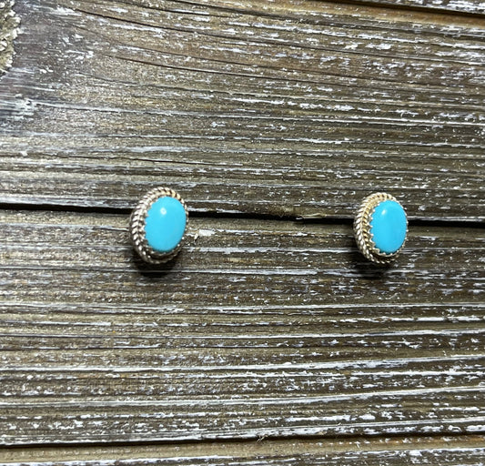 Small Oval Turquoise Stud Earring