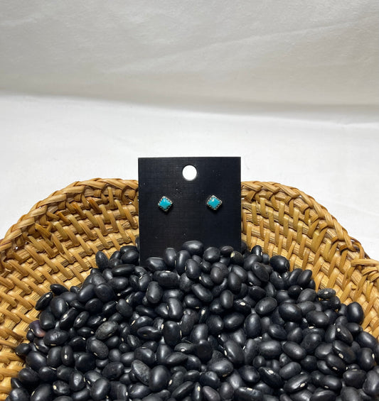 Small Square Turquoise Stud Earrings