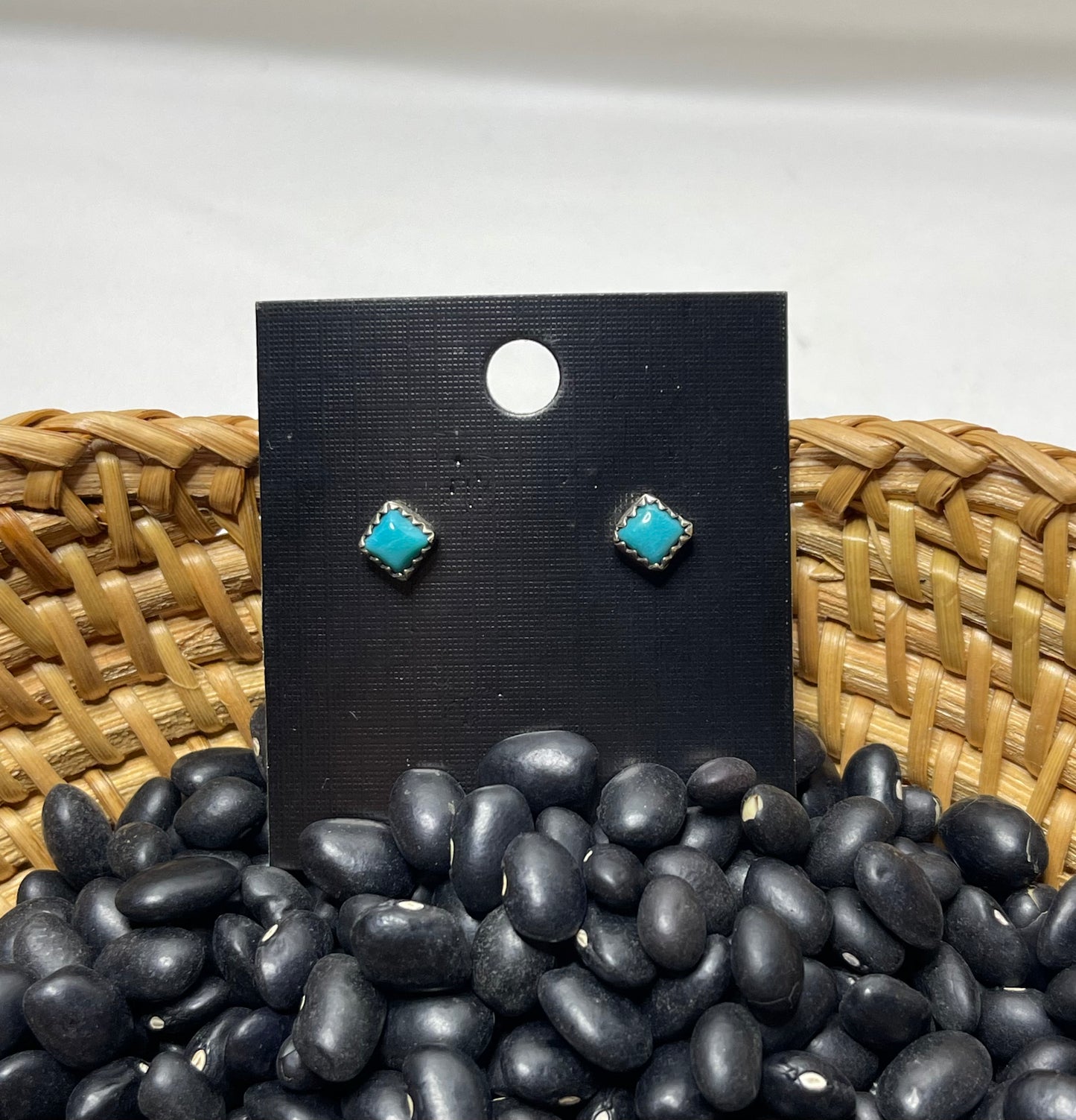 Small Square Turquoise Stud Earrings