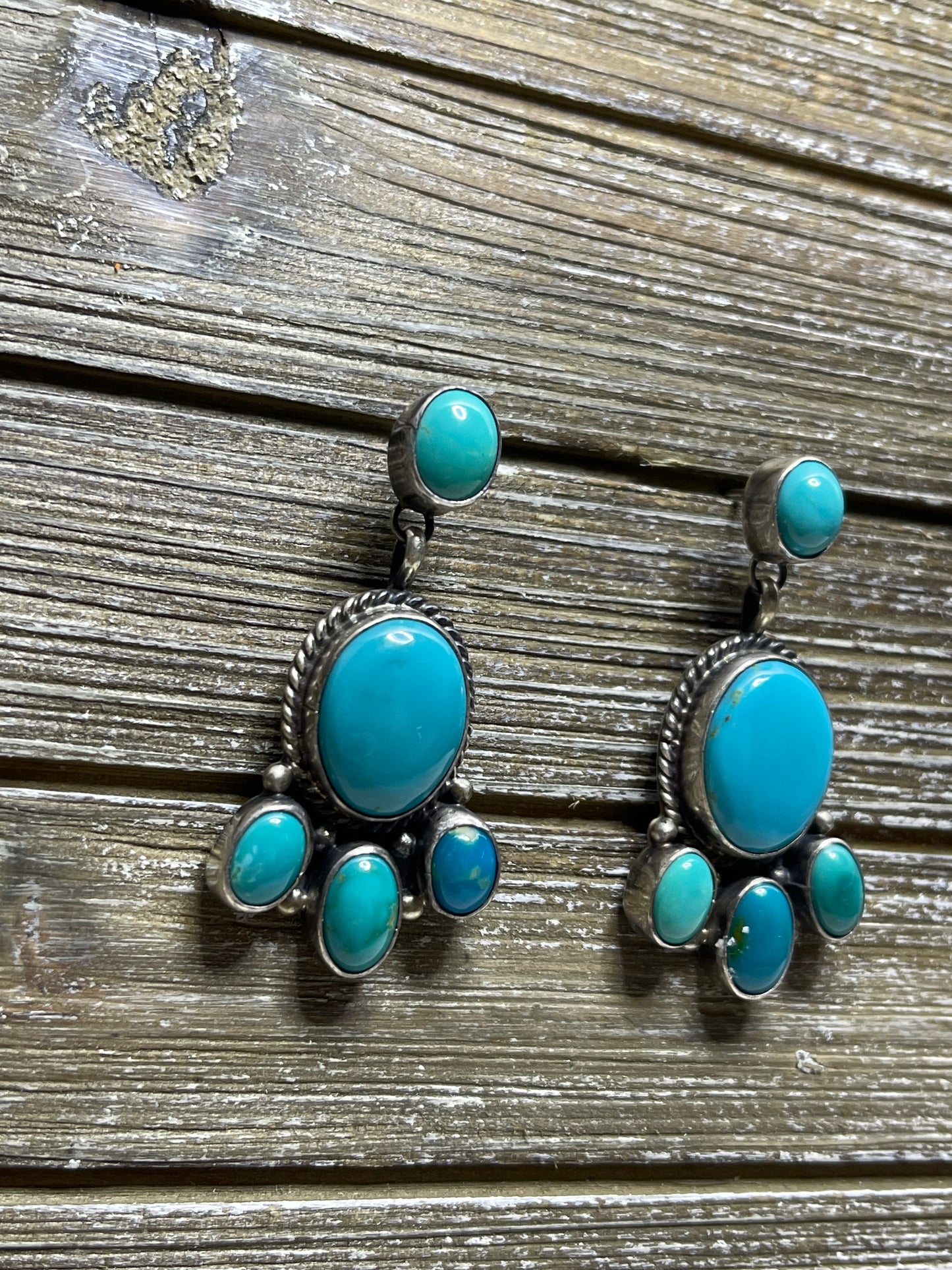 5 Stone Dangle Turquoise Earring