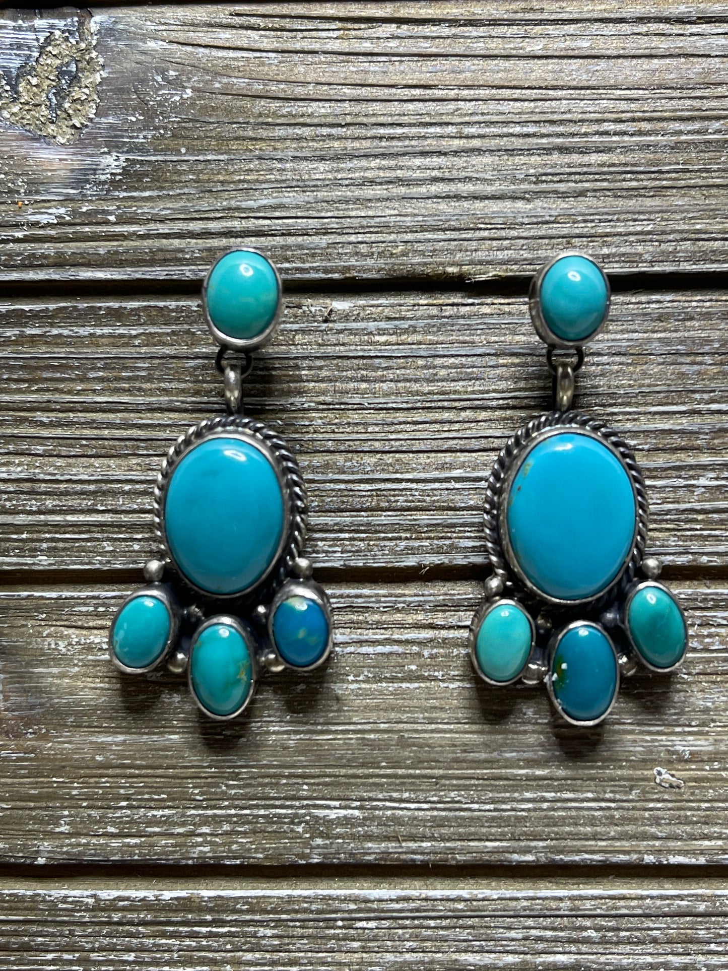 5 Stone Dangle Turquoise Earring