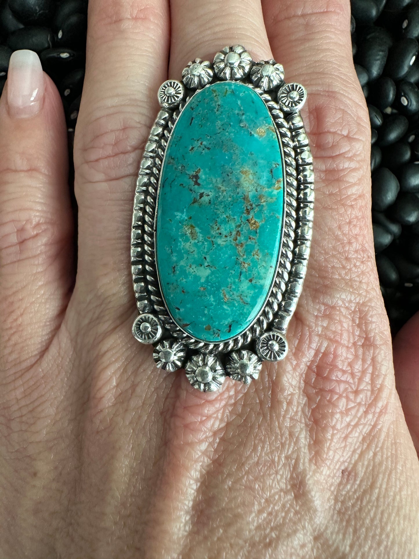 Single Stone Large Turquoise Statement Ring