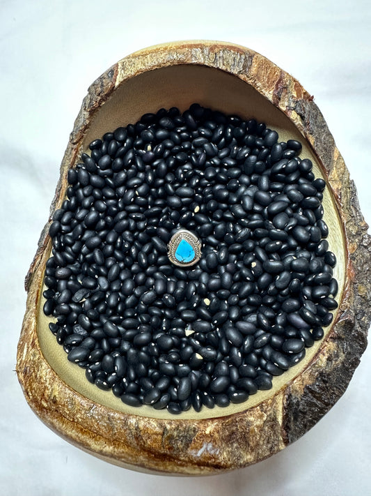 Single Stone Genuine Turquoise Sterling Silver Ring
