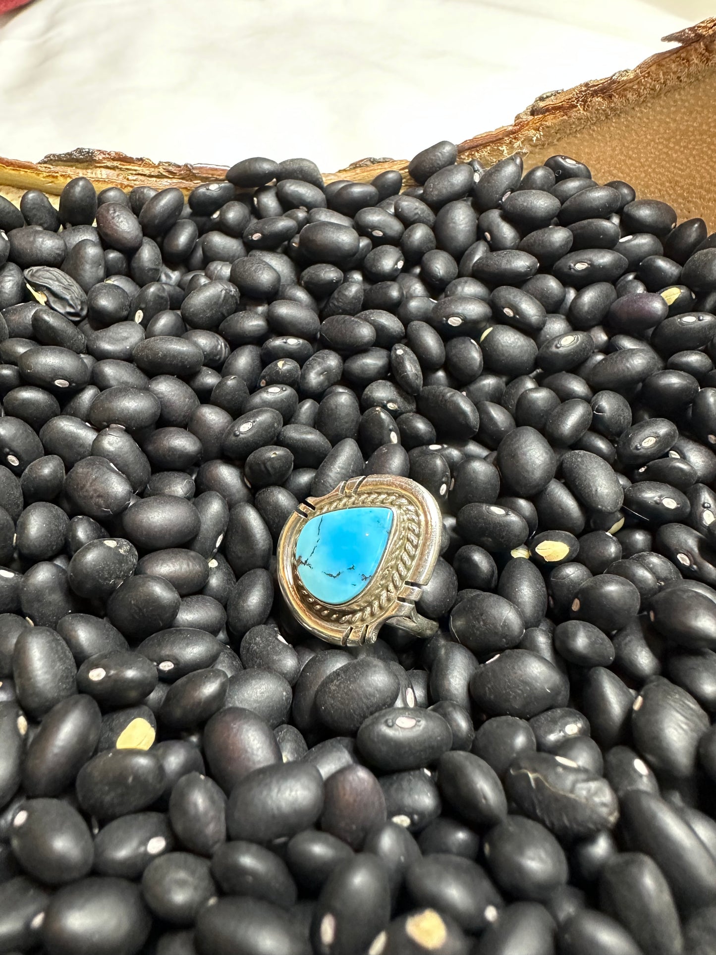 Single Stone Genuine Turquoise Sterling Silver Ring
