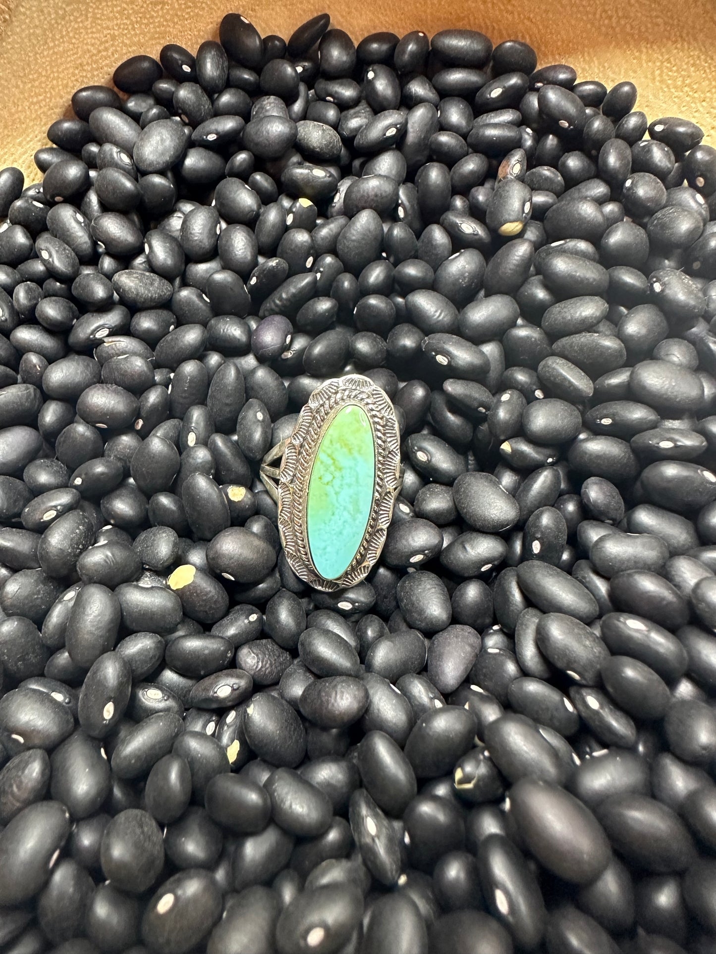 Single Stone Blue & Green Turquoise Sterling Silver Ring