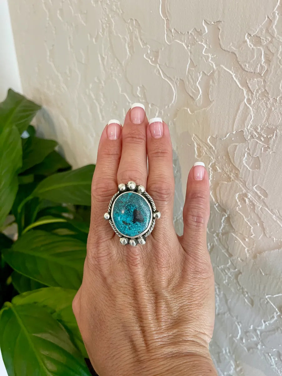 Large Turquoise and Sterling Statement Silver Ring