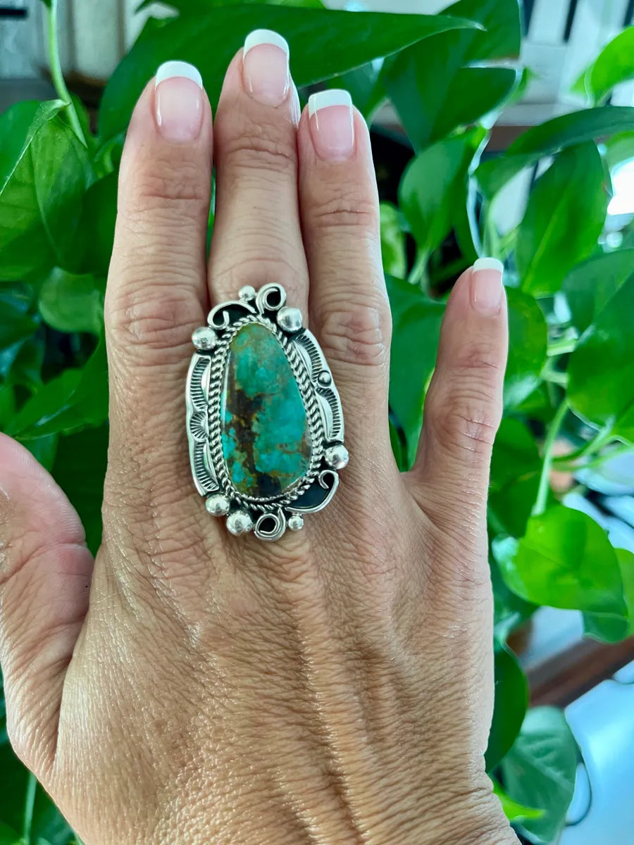 Large Turquoise Single Stone Statement Ring