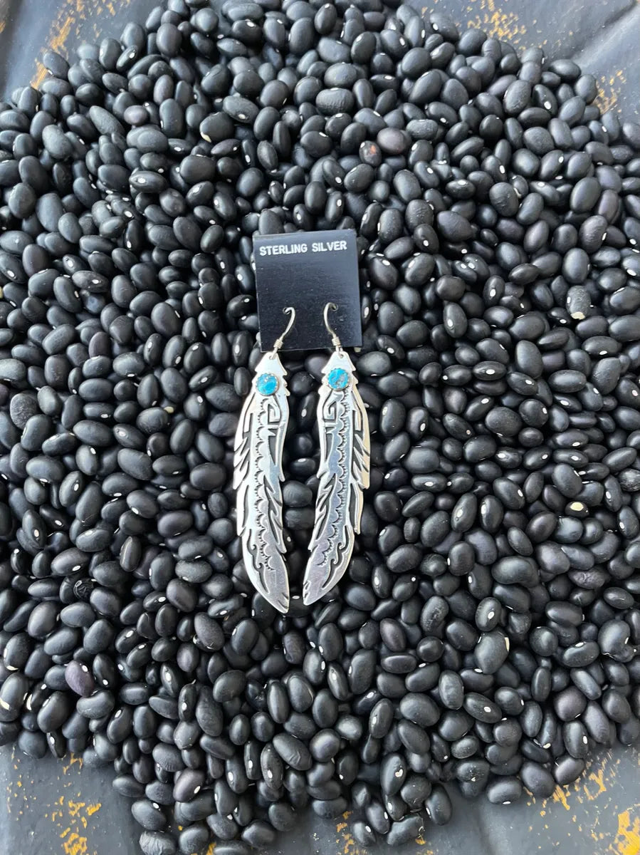 Sterling Silver Feather Earrings