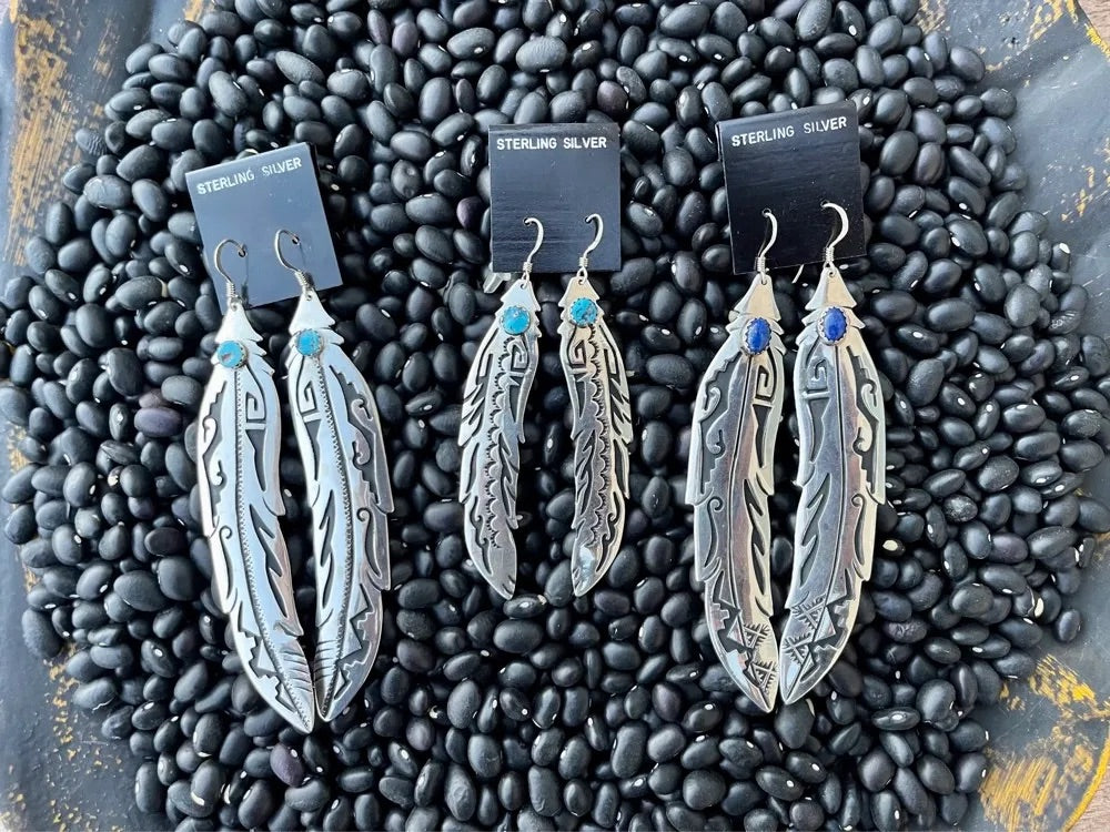 Large Sterling Silver Feather Earrings